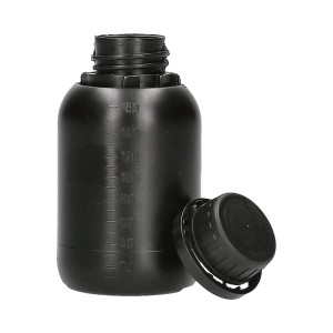 Butelka HDPE 150 ml czarna z nakrętką z plombą