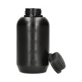 Butelka HDPE 500 ml okrągła czarna z nakrętką z plombą