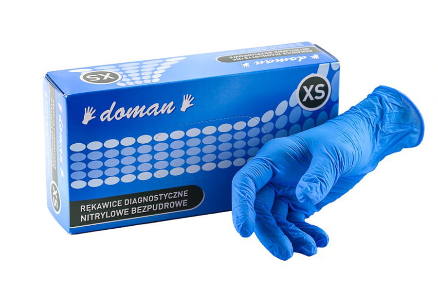 Rękawice nitrylowe niebieskie DOMAN XS 100 szt.