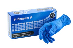Rękawice nitrylowe niebieskie DOMAN XS 100 szt.