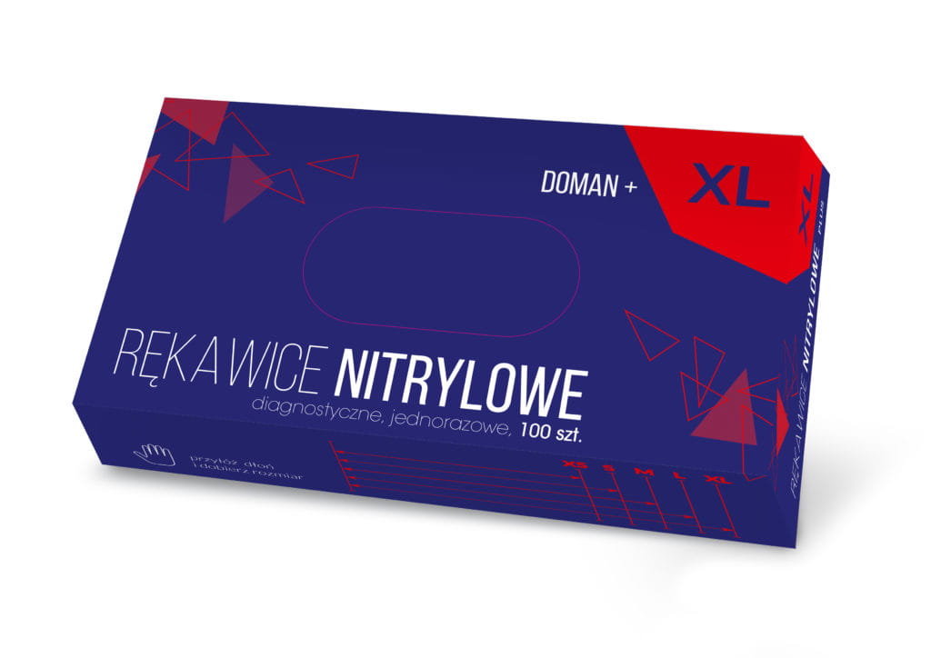 Rękawice nitrylowe niebieskie DOMAN Plus XL 100 szt.