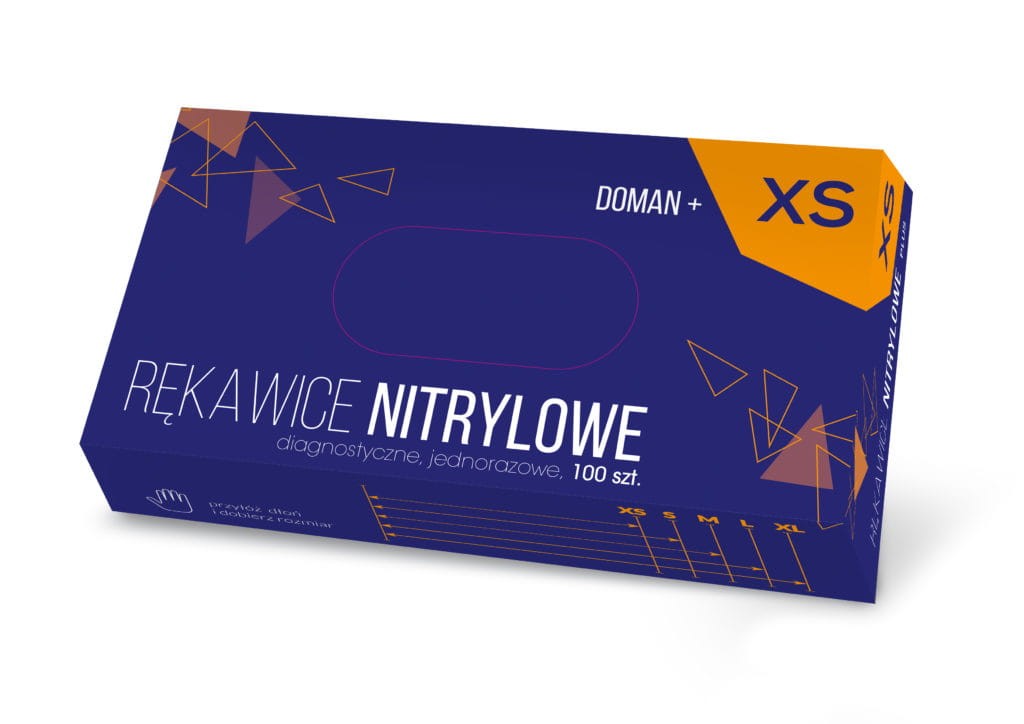 Rękawice nitrylowe niebieskie DOMAN Plus XS 100 szt.