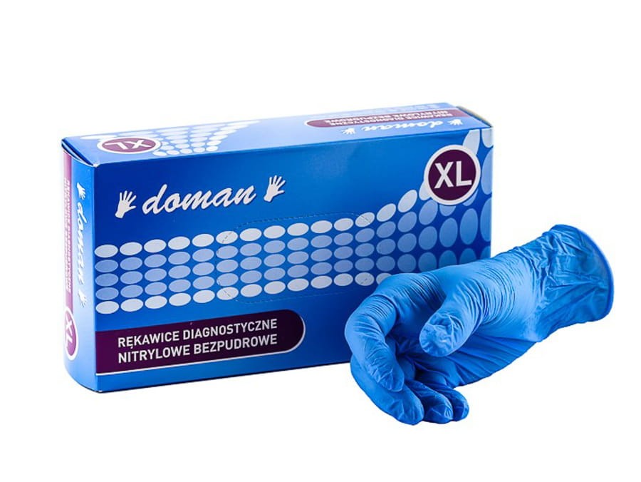Rękawice nitrylowe niebieskie DOMAN XL 100 szt.