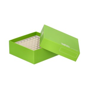 Pudełko kartonowe na probówki 81 miejsc, h 52 mm, zielone - CryoKING