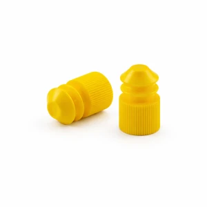 Korek PE karbowany do probówek 12 mm żółty 100 szt.