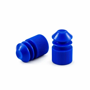 Korek PE karbowany do probówek 12 mm niebieski 500 szt.